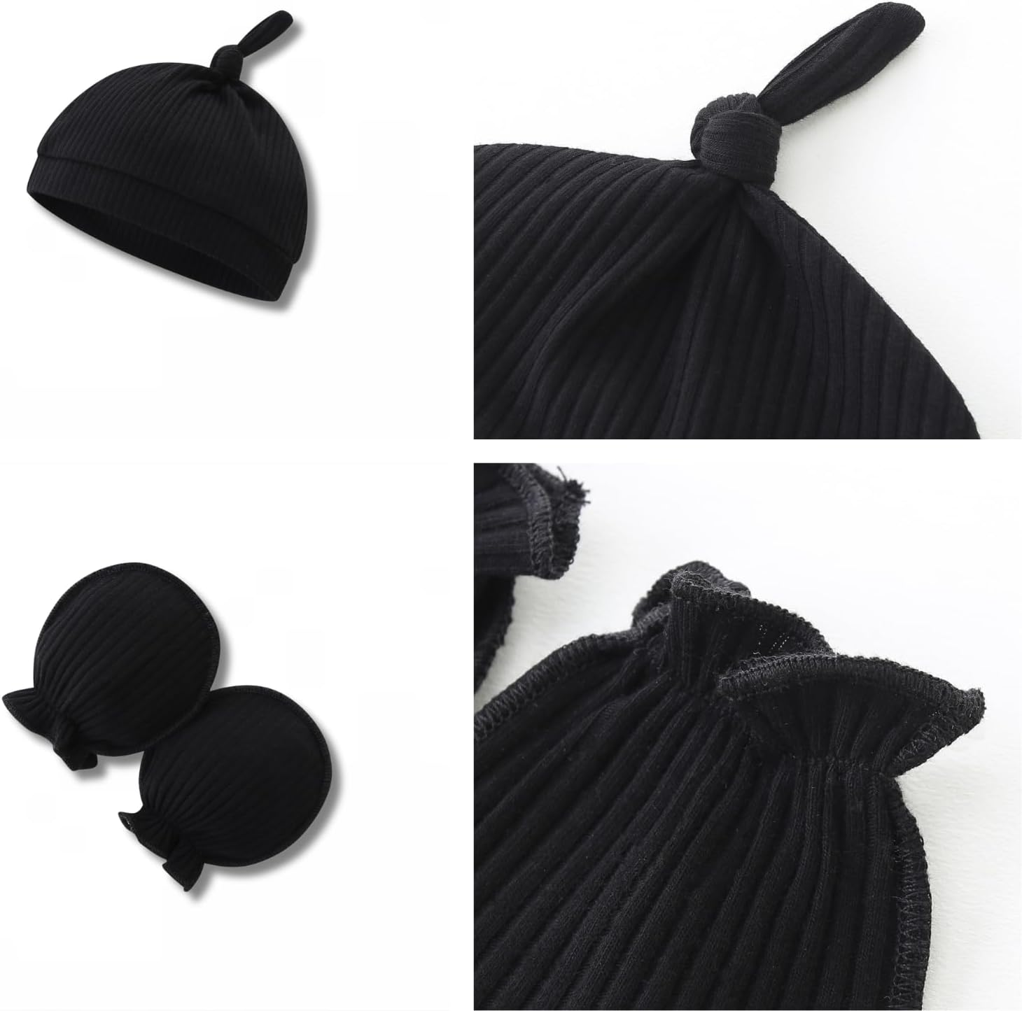 Mameluco para bebé con manoplas y sombreros para recién nacidos, sin pies, manga larga, mameluco negro Hi Im New Here