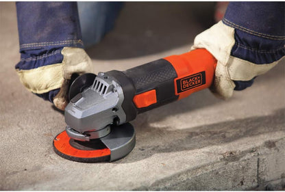 BLACK+DECKER Amoladora Angular, 4-1/2 Pulgadas, 6.5 Amperios, 10,000 RPM, Caja Metálica, Mango 3 Posiciones (BDEG400)
