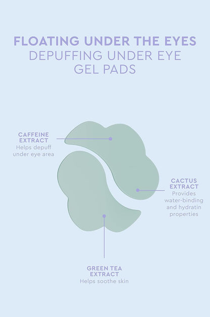 Florence by Mills Floating Under Eye Gel Pads | Parches Desinflamantes con Cafeína, Té Verde y Cactus | Hidratan y Re-energizan la Mirada – 30 Pares (60 unidades) – Veganos y Cruelty-Free