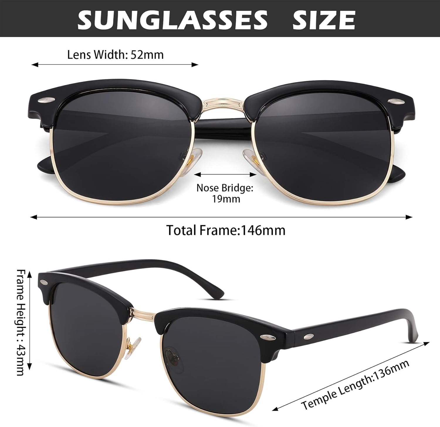 Pro Acme Semi-Rimless Polarized Sunglasses UV 400 Protection for Women Men