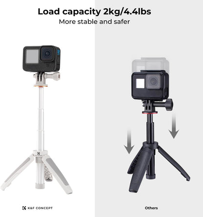 Trípode Selfie Stick para GoPro – Mini trípode extensible 32 cm, ultraligero 67 g, anillo amortiguador y base antideslizante | Compatible con GoPro HERO 13/12/11/10/9/8/7/6/5, MAX, DJI Osmo Action, Insta360, AKASO