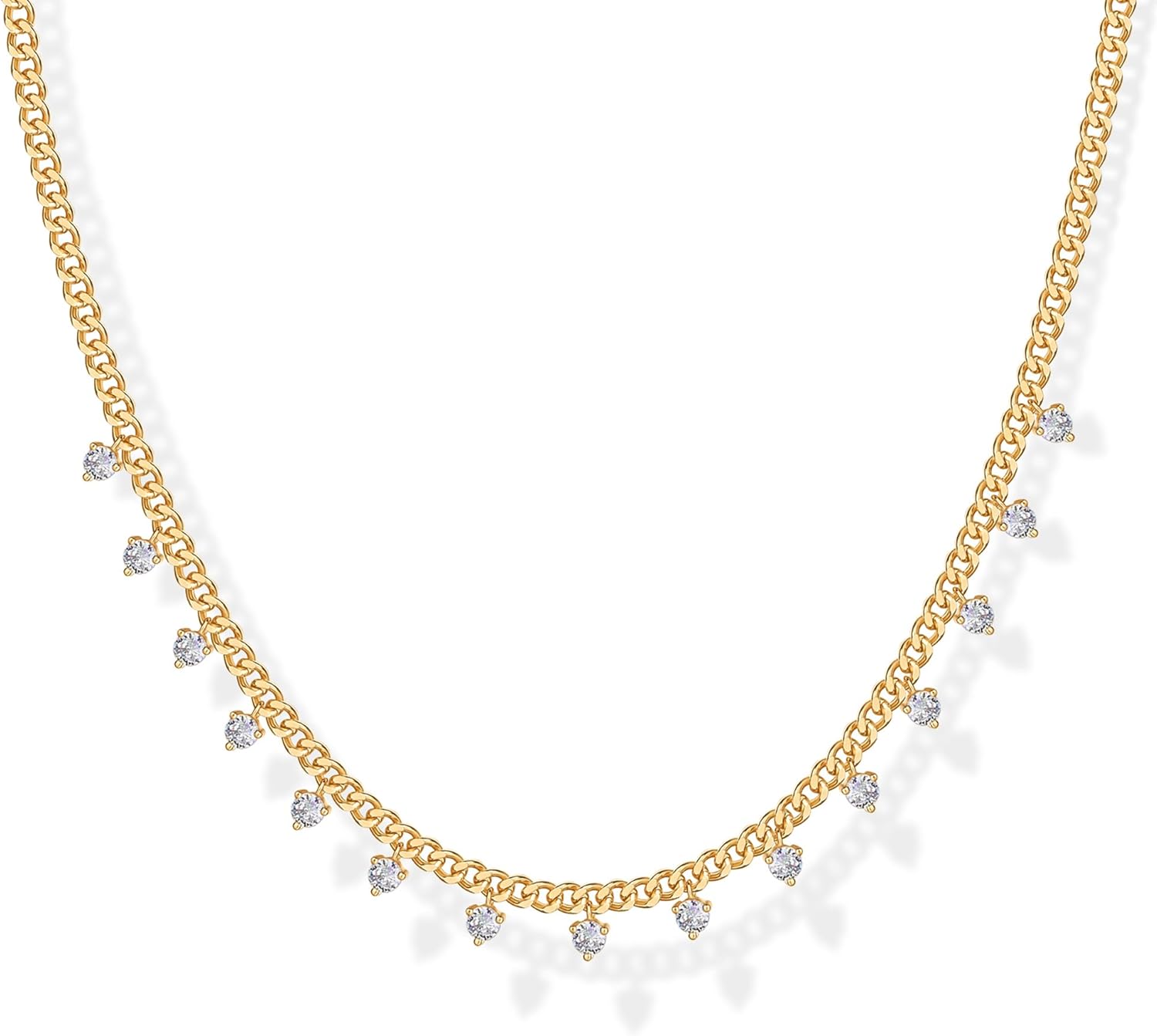 Collar de Estaciones para Mujer | Baño en Oro 14K | Cadena Fina con Circonitas Simuladas | Joyería de Moda para Capas y Looks Elegantes