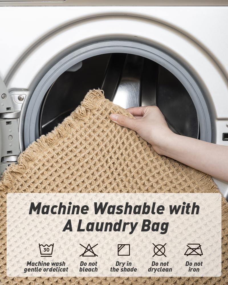 Alfombra de baño de punto gofre | Ultrasuave | Superabsorbente | Base de goma antideslizante | Lavable a máquina | 17" x 24" | Color marrón