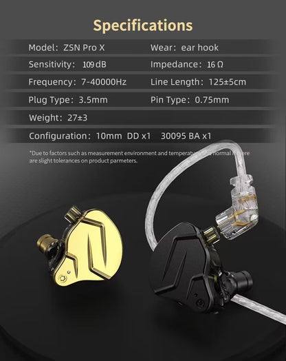 KZ ZSN Pro X Auriculares In-Ear Monitor 1BA+1DD HiFi con Cable Desmontable – Auriculares Deportivos y Gaming con Cancelación de Ruido Pasiva, Compatible con PC, Teléfono y Tablet