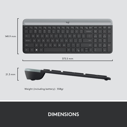 Logitech MK470 Combo Slim – Teclado y Ratón Inalámbricos (Grafito)
