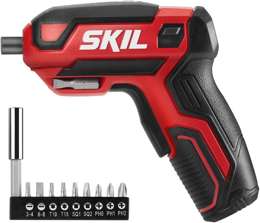 Destornillador Eléctrico Recargable 4V SKIL – Inalámbrico con 9 Puntas, Porta-Puntas y Cable USB – SD561801