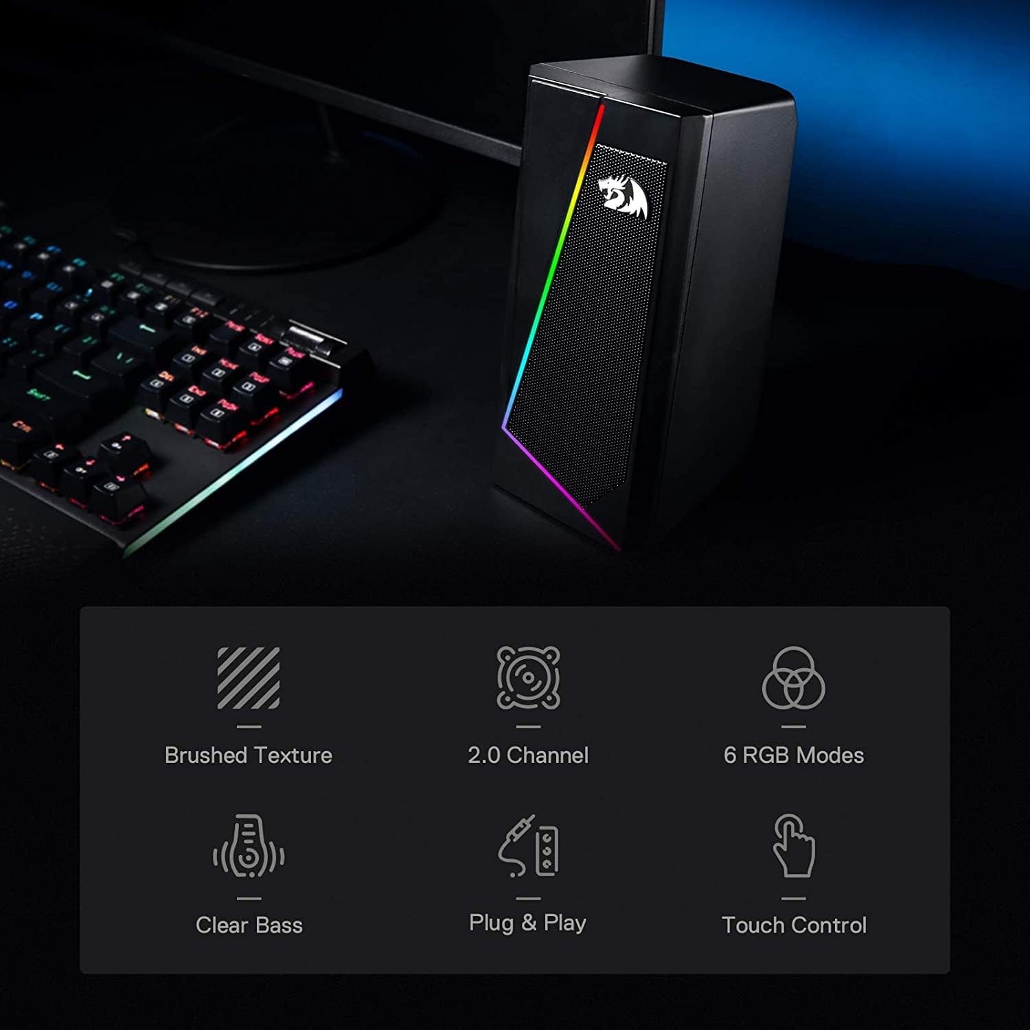 Redragon GS520 RGB Desktop Speakers, Altavoces Estéreo 2.0 para PC