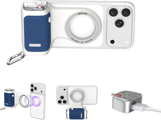 Accesorio para filmar | UGC | Compatible con iOS17 e iOS18 | Agarre magnético con control remoto | Color Azul