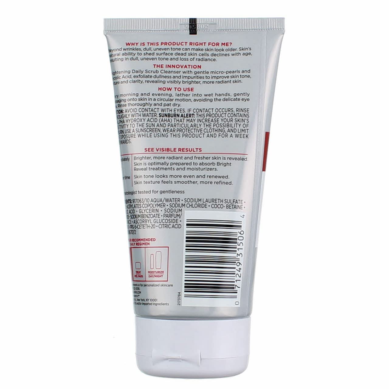 L’Oréal Paris Bright Reveal | Limpiador Exfoliante Diario con Ácido Glicólico – Ilumina y Mejora Tono