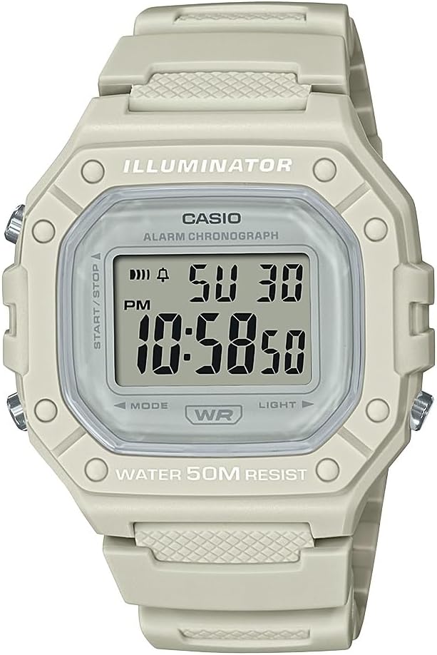 W218H Series | Men’S Digital Watch | 50M WR | 1/100 Second Stopwatch | 100 SEC Chronograph | LED Backlight | Countdown Timer | Daily Alarm | Hourly Time Signal | 7 Year Battery