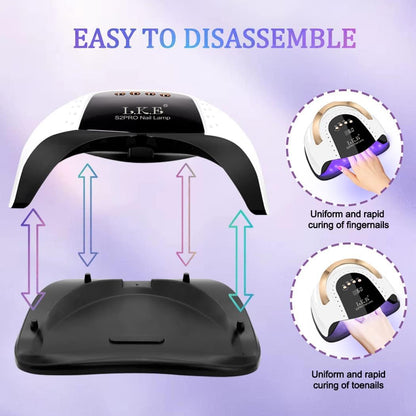 Lámpara de uñas LED UV de 268 W | 4 temporizadores | Luz profesional de uñas | 57 cuentas de lámpara | Sensor automático (blanco)
