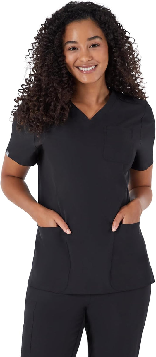 Chaquetilla  para Mujer | Camisetas Sanitarias Elásticas | Absorbe la Humedad | Espalda estilizada | Color: Negro