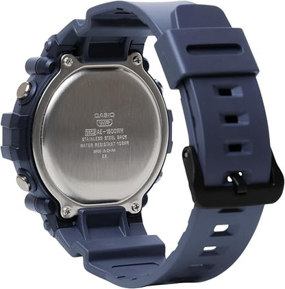 Illuminator AE1500WH Series | 10-Year Battery | LED Backlight | 5-Alarms | 1/100 Sec Stopwatch | Men'S Digital Watch