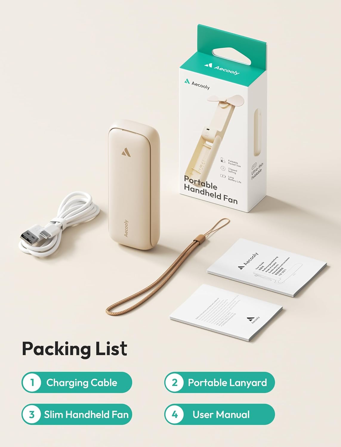 Ventilador de mano Ultra delgado | Recargable