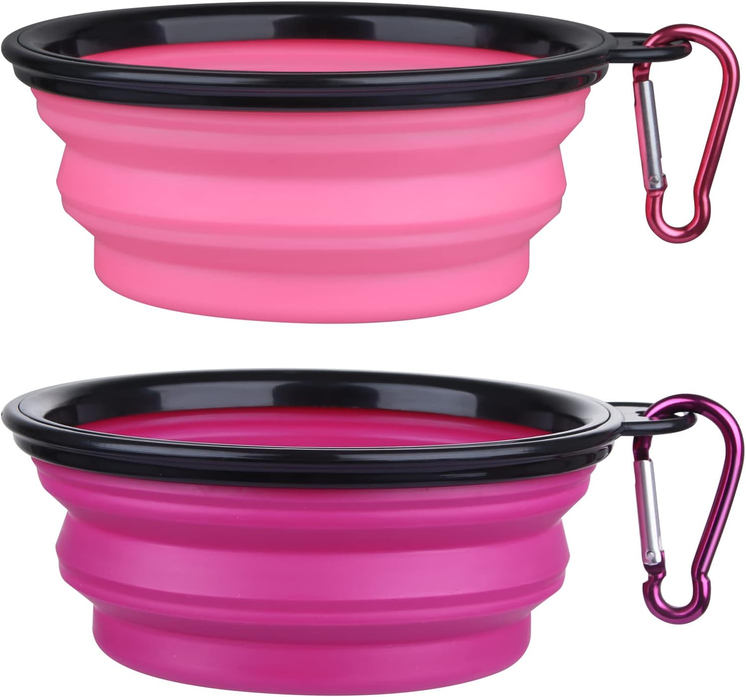 Bowls Plegables para Perros y Gatos (2 Pack) | Portátiles con Mosquetón para Agua y Comida | Viajes, Paseos y Camping