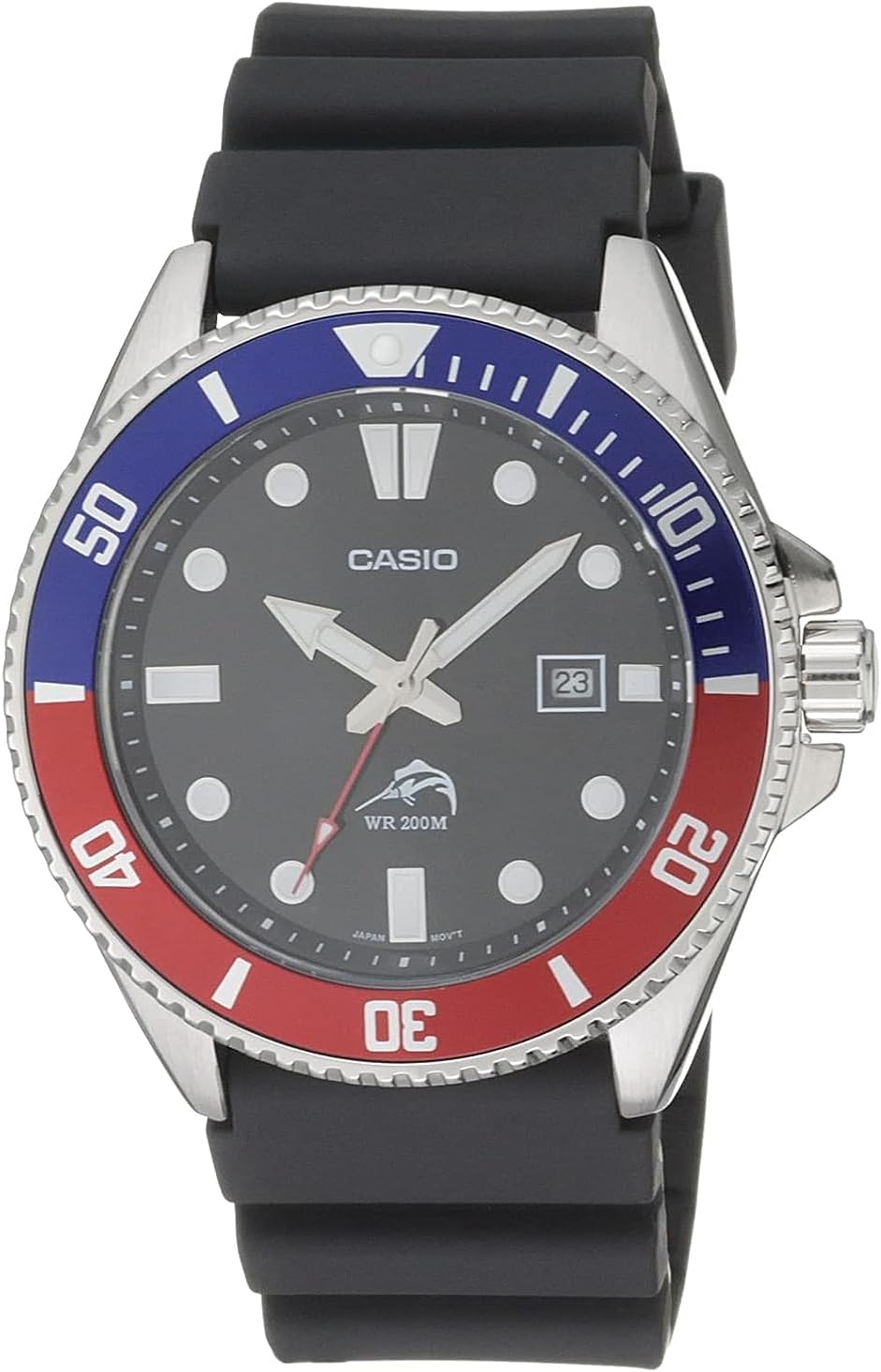 MDV106 Series | Unisex Analog Watch | 200M WR | Stainless Steel Case | Resin Band | 2 Hand Analog (HR, Min, SEC) | Date Display | Screw down Crown/Screw down Caseback | 3 Year Battery