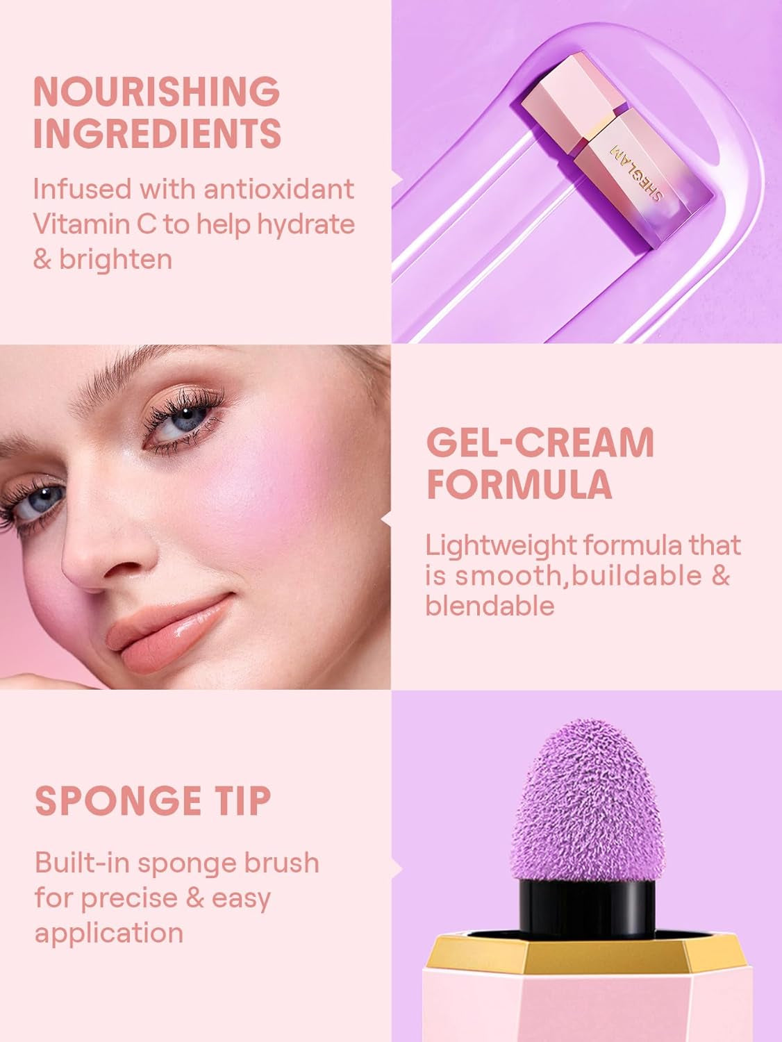 Rubor líquido para mejillas | Acabado brillante | Color: Lilac Dream