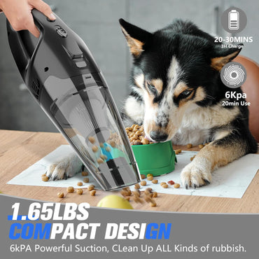 Aspiradora de Mano Inalámbrica 3 en 1 – Recargable por USB, con Luz LED, Filtro HEPA y Accesorios para Auto, Hogar y Pelo de Mascotas