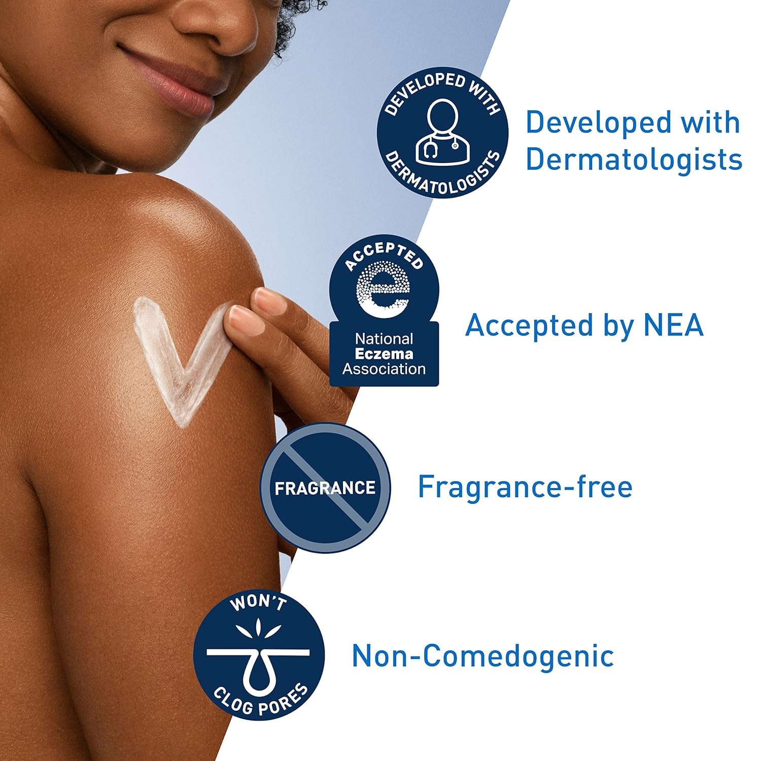 CeraVe Crema Hidratante | Rostro y Cuerpo – Ácido Hialurónico + 3 Ceramidas, 24 h Hidratación, Sin Fragancia, No Comedogénica, 19 oz
