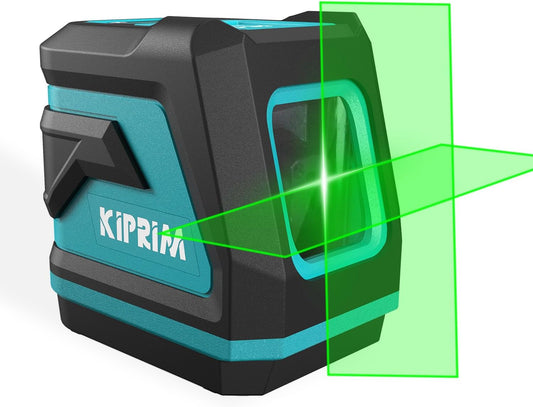 Nivel Láser Verde Kiprim LV8 Mejorado, Autonivelante, Brillo Ajustable, Modos Manual/Self-Leveling/Pulso, Alcance 40m (Interior) / 50m (Exterior con Detector)