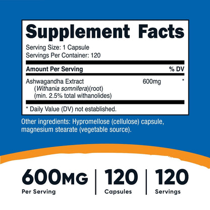Nutricost Ashwagandha Root Suplemento 600 mg | 120 Cápsulas