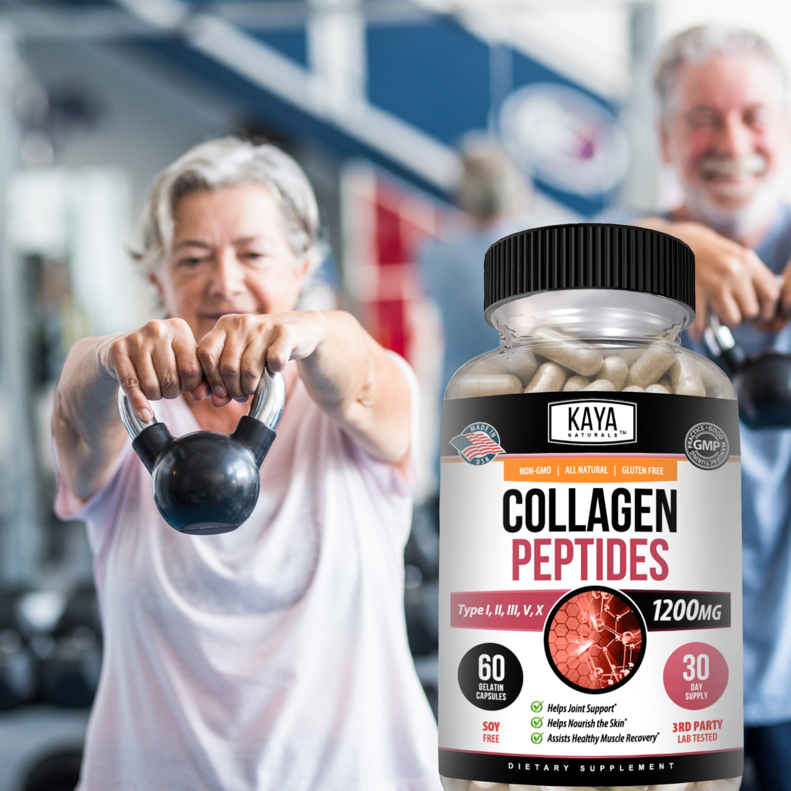 Kaya Collagen Peptides + Ácido Hialurónico – 1200 mg | Cápsulas