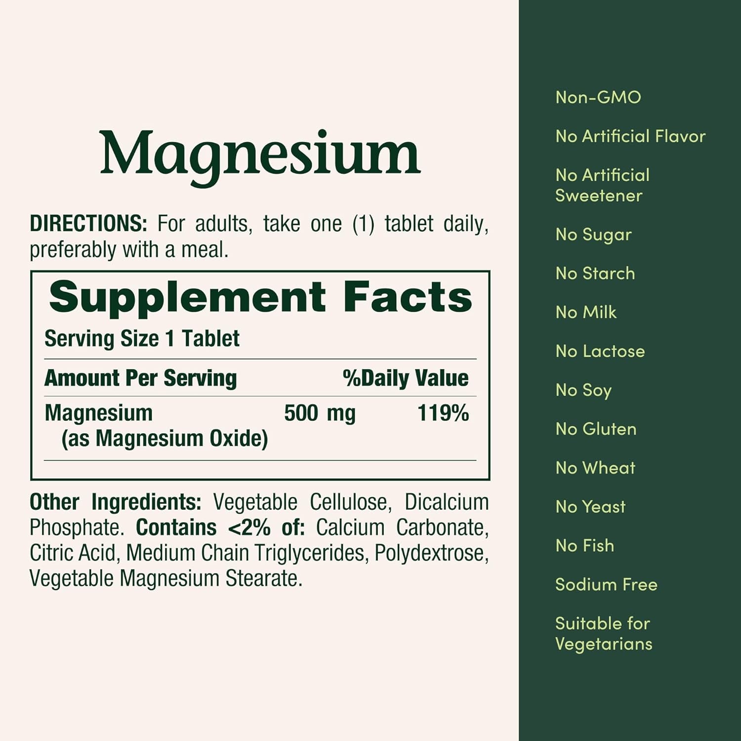 Magnesio 500 mg – 200 Tabletas | Nature’s Bounty | Salud Ósea y Muscular | Tabletas Recubiertas de Fácil Deglución | Sin Gluten