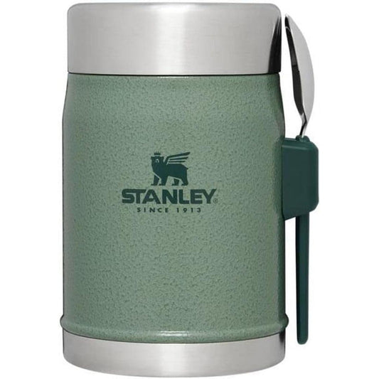 Classic Food Jar and Spork 14 Oz | Vacuum Insulated Thermos Food Container | Wide Mouth Screw on Lid | Packable for Travel | Stainless Steel with Leakproof Lid | Bpa-Free | Hammertone Green