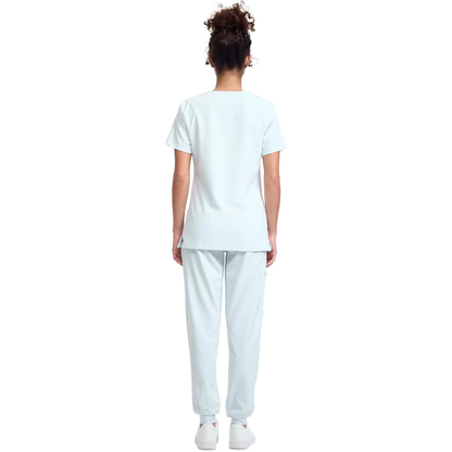 Ropa quirúrgica para mujer | Camiseta con cuello en V y pantalones cargo | Conjunto de ropa quirúrgica con 10 bolsillos, cintura de yoga, elástico en 4 direcciones