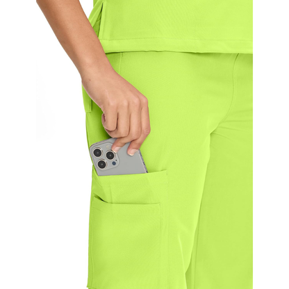 Set Uniforme Médico | Camiseta con Cuello en V y Pantalones de Pierna Recta con Bolsillos | Ropa de Trabajo Unisex | Color: Verde Manzana