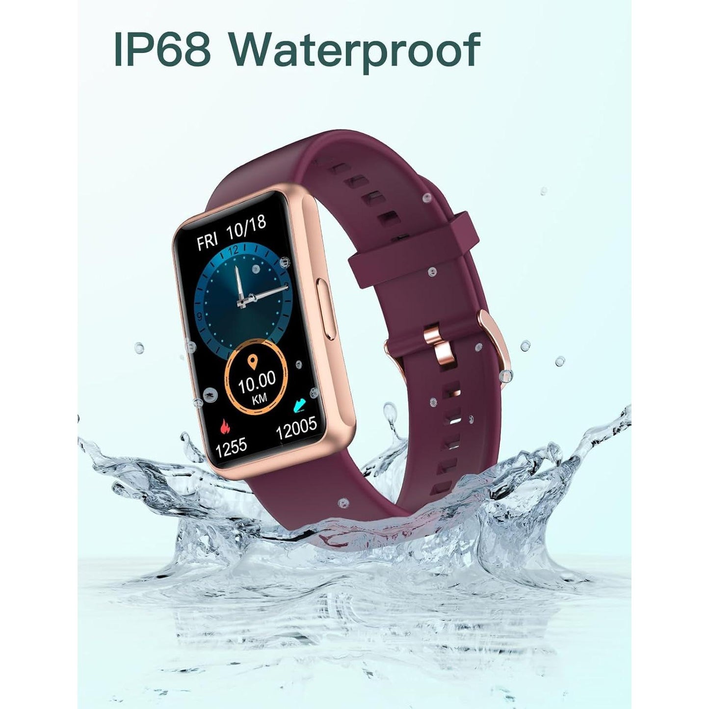 Fitness Tracker No Bluetooth No APP No Phone Needed, Fitness Watch for Men Women Parents IP68 Waterproof with Full Touch Screen Steps Calories Counter Sleep Tracker Alarm Clocks (Purple)