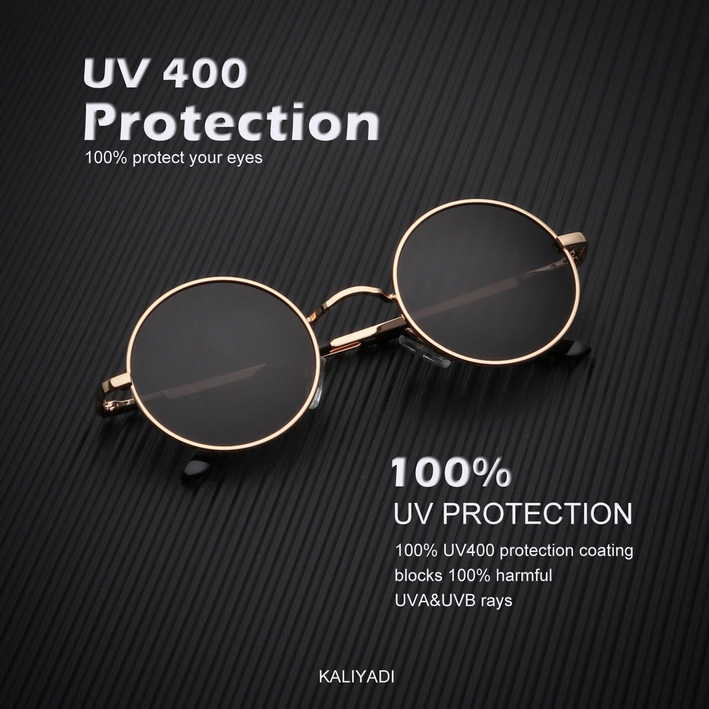 KALIYADI round Polarized Sunglasses for Men Women Retro Metal Hippie Circle Style Sun Glasses UV Protection