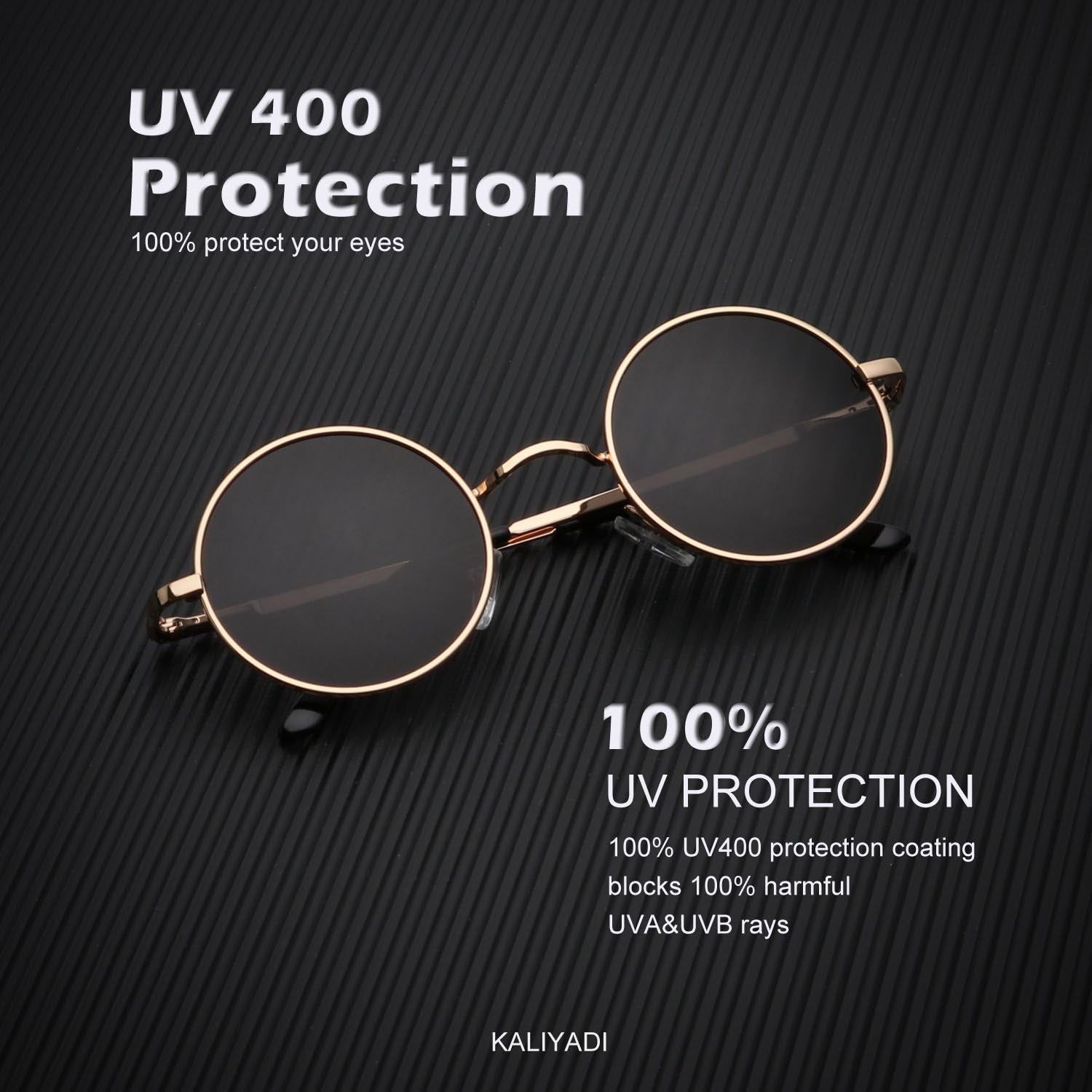 KALIYADI round Polarized Sunglasses for Men Women Retro Metal Hippie Circle Style Sun Glasses UV Protection