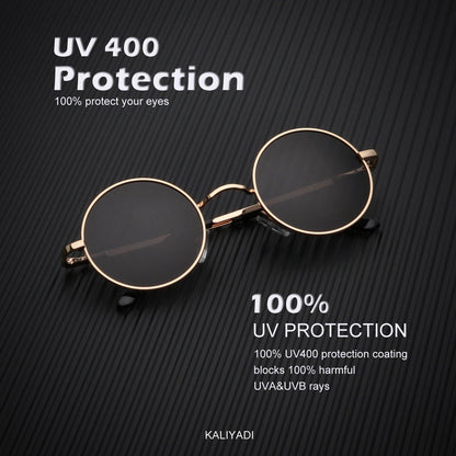 KALIYADI round Polarized Sunglasses for Men Women Retro Metal Hippie Circle Style Sun Glasses UV Protection