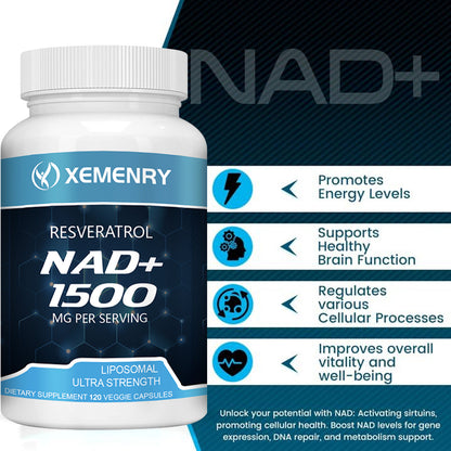 NAD+ 1500mg con Resveratrol Xemenry| Suplemento Antioxidante 