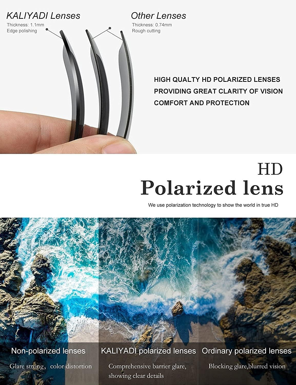 KALIYADI Gafas de sol polarizadas para hombre y mujer, unisex, montura sin montura retro, gafas de sol para conducción, bloqueo UV