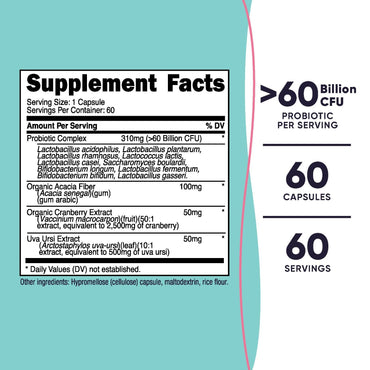Nutricost Probiotic Complex para Mujeres | 60 Mil Millones de UFC – 60 Cápsulas