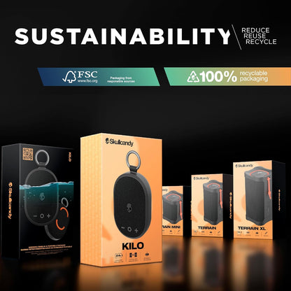 Kilo Wireless Bluetooth Speaker - IPX7 Waterproof Mini Bluetooth Speaker with 24 Hour Battery, Downward Firing Passive Radiator, and True Wireless Pairing - Perfect for Outdoor