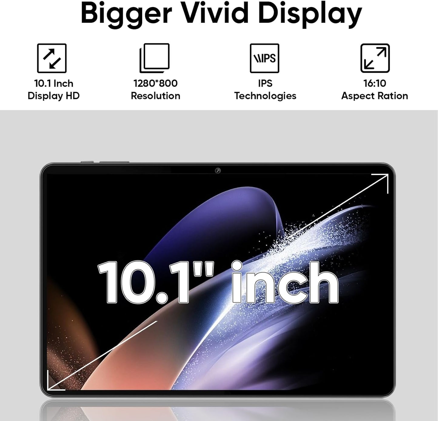 Tablet 10” Android 14 – 3GB RAM, 64GB Almacenamiento, Expandible hasta 1TB, Quad-Core 2.0GHz, Pantalla HD 1280x800, Wi-Fi 5, Cámara Dual, Bluetooth 5.0, Batería 6000mAh – Negra