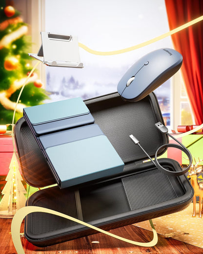 Teclado y mouse plegables | Bluetooth | Portátil para viaje | Mouse inalámbrico recargable USB-C | Para iOS, Android, Windows | Color: Azul