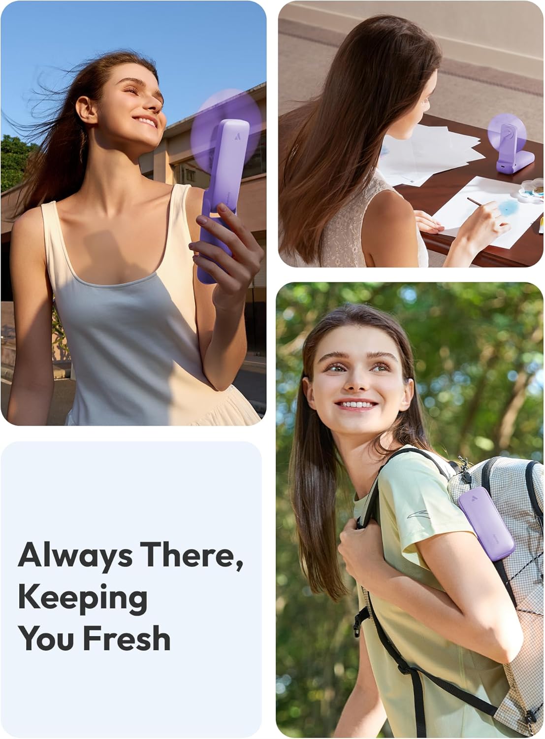 Ventilador de mano Ultra delgado | recargable | Color Lila