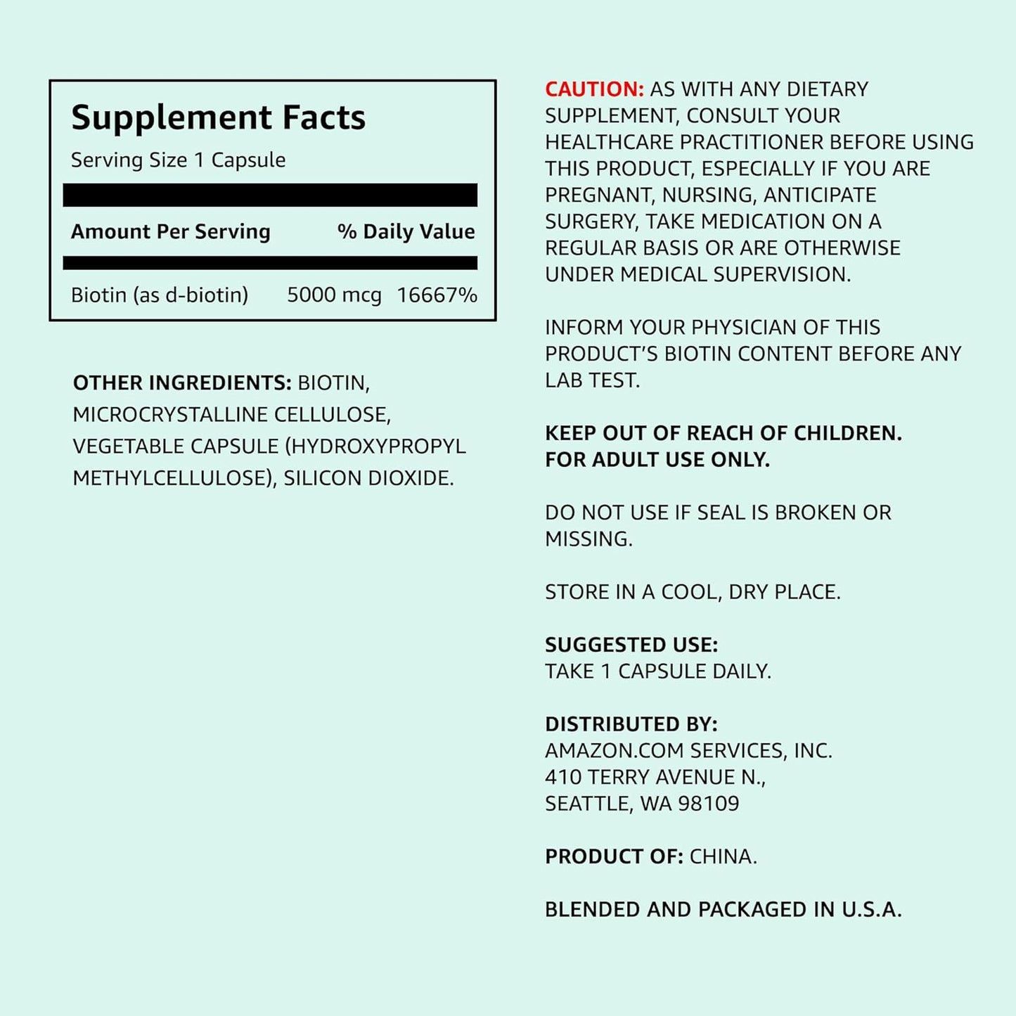 Biotina | 5,000 mg | Vegana | 130 cápsulas