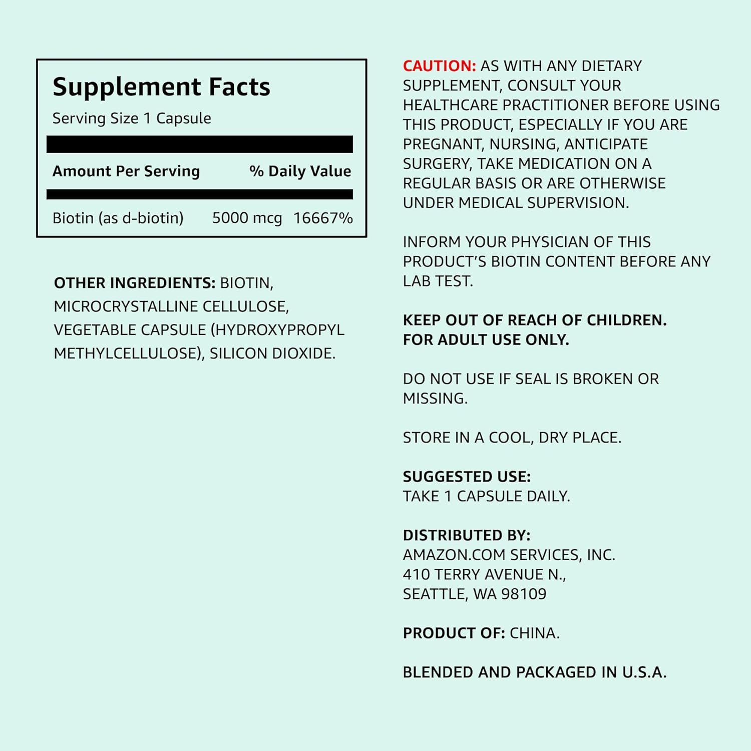 Biotina | 5,000 mg | Vegana | 130 cápsulas