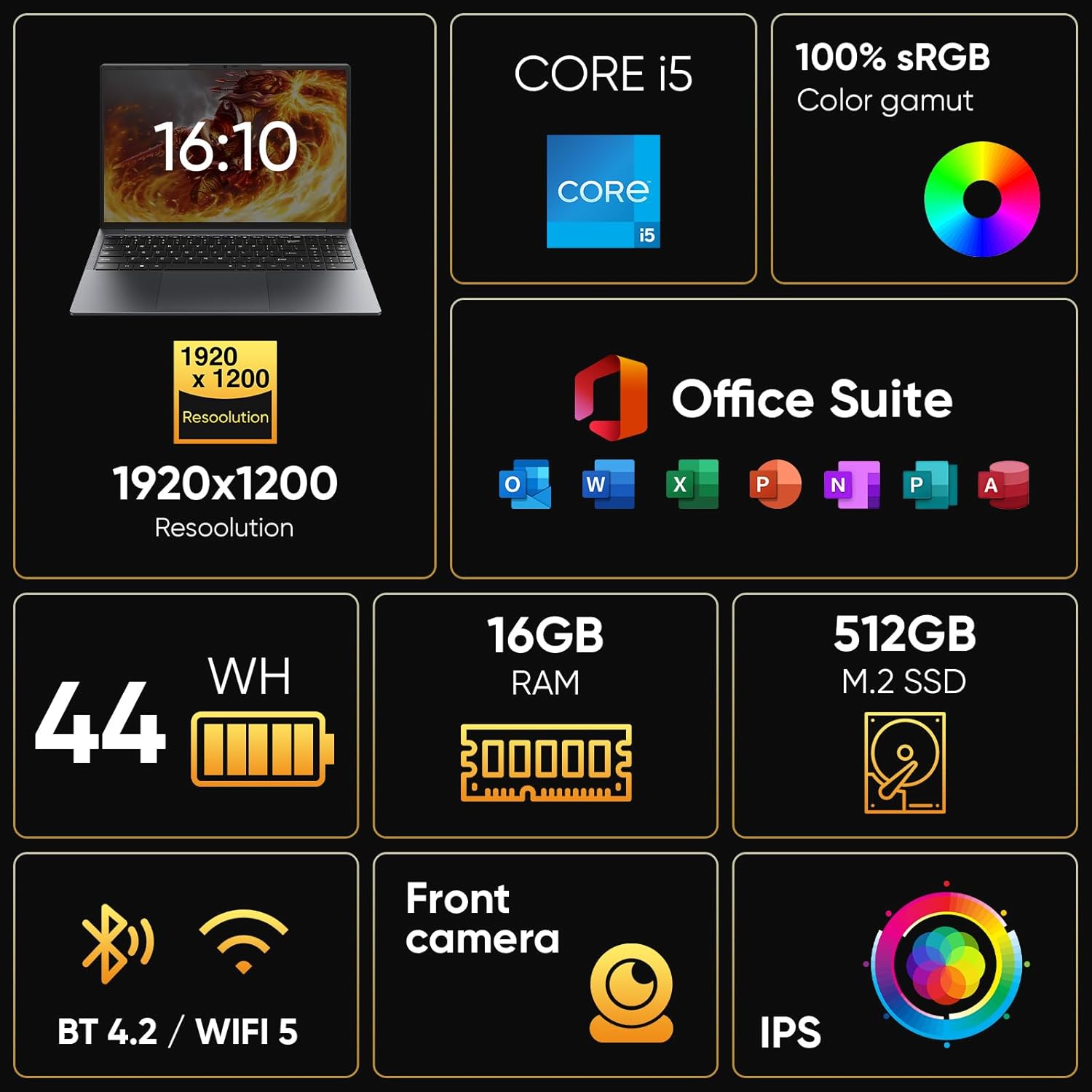 Laptop 16" | Intel Core i5 | 16 GB de RAM + 512 GB SSD