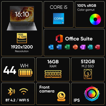 Laptop 16" | Intel Core i5 | 16 GB de RAM + 512 GB SSD