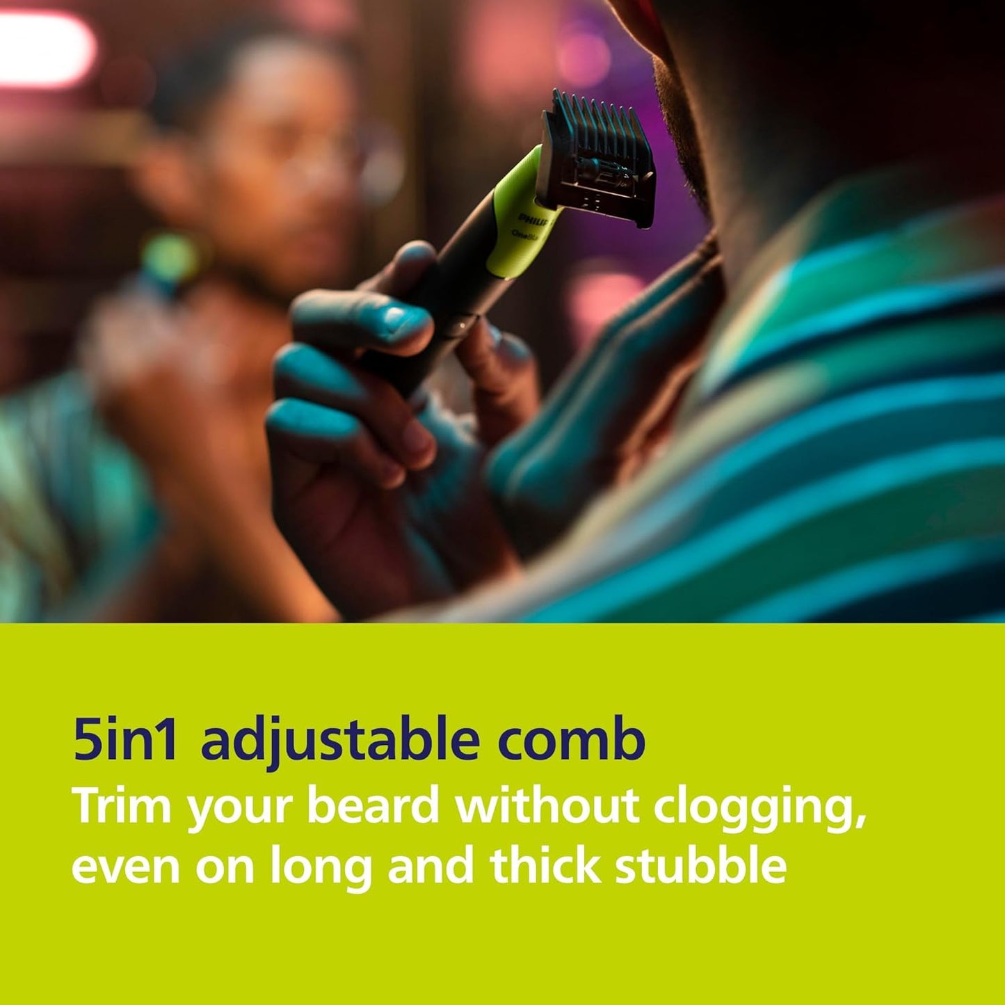 Philips Norelco OneBlade 360 con Conectividad QP4530/90 — Recortadora y Afeitadora Facial, Cuchilla 360, Peine 5-en-1 (1–5 mm), USB, 60 min, Uso Húmedo/Seco