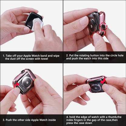 Juego de 3 fundas para Apple Watch de 1.49 pulgadas | Protector de pantalla de alta sensibilidad HD y TPU y protección anticaídas de 360º | Para iWatch Series 3/2/1 | Transparentes