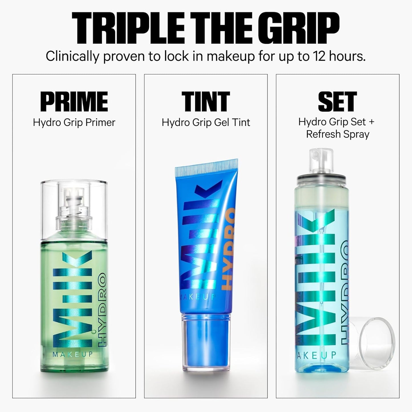 Milk Makeup Hydro Grip Skin Tint en Gel Hidratante | Cobertura Ligera Modulable hasta 12 hs | Con Ácido Hialurónico, No Comedogénico, Acabado Luminoso