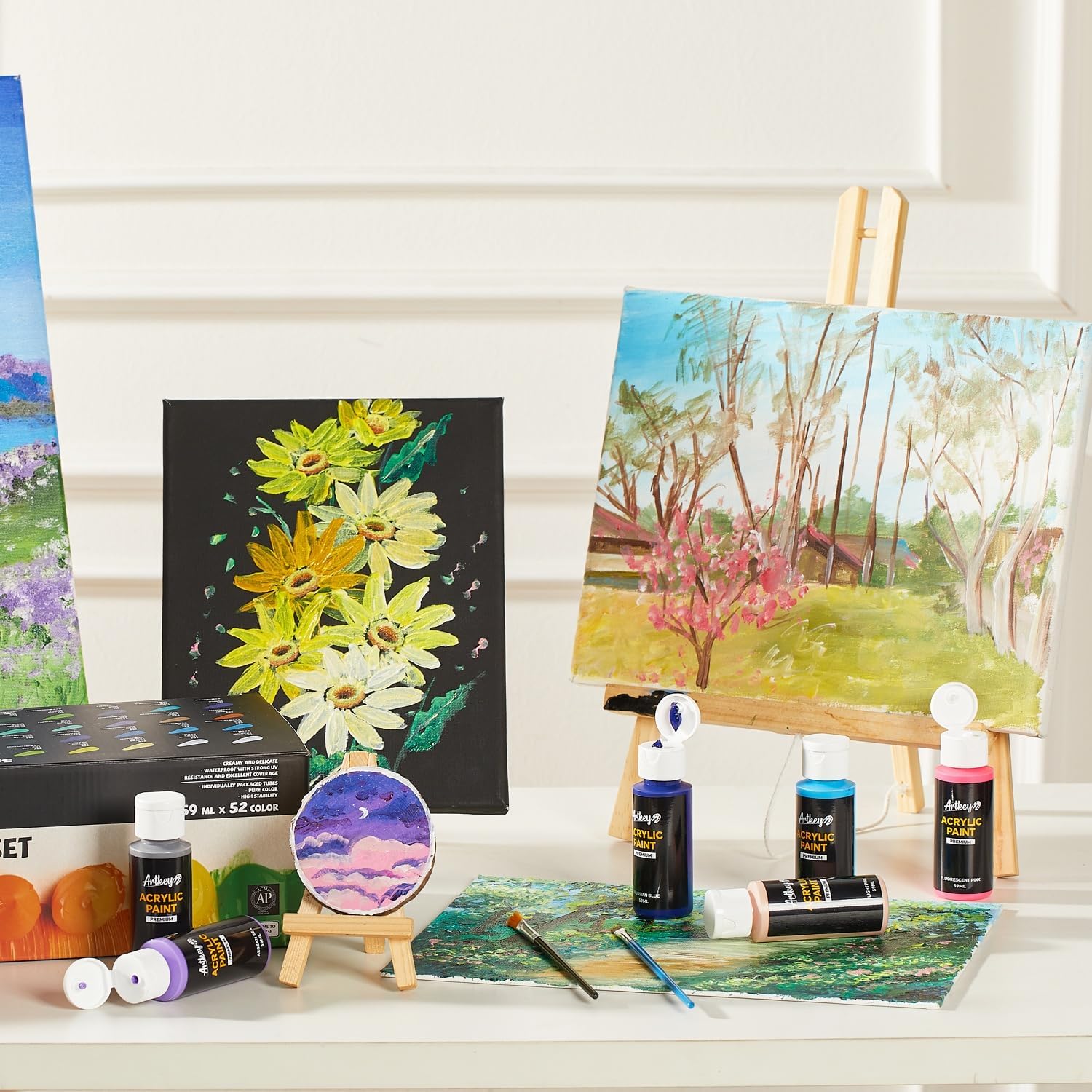 Set de 52 pinturas acrílicas | Colores variados 