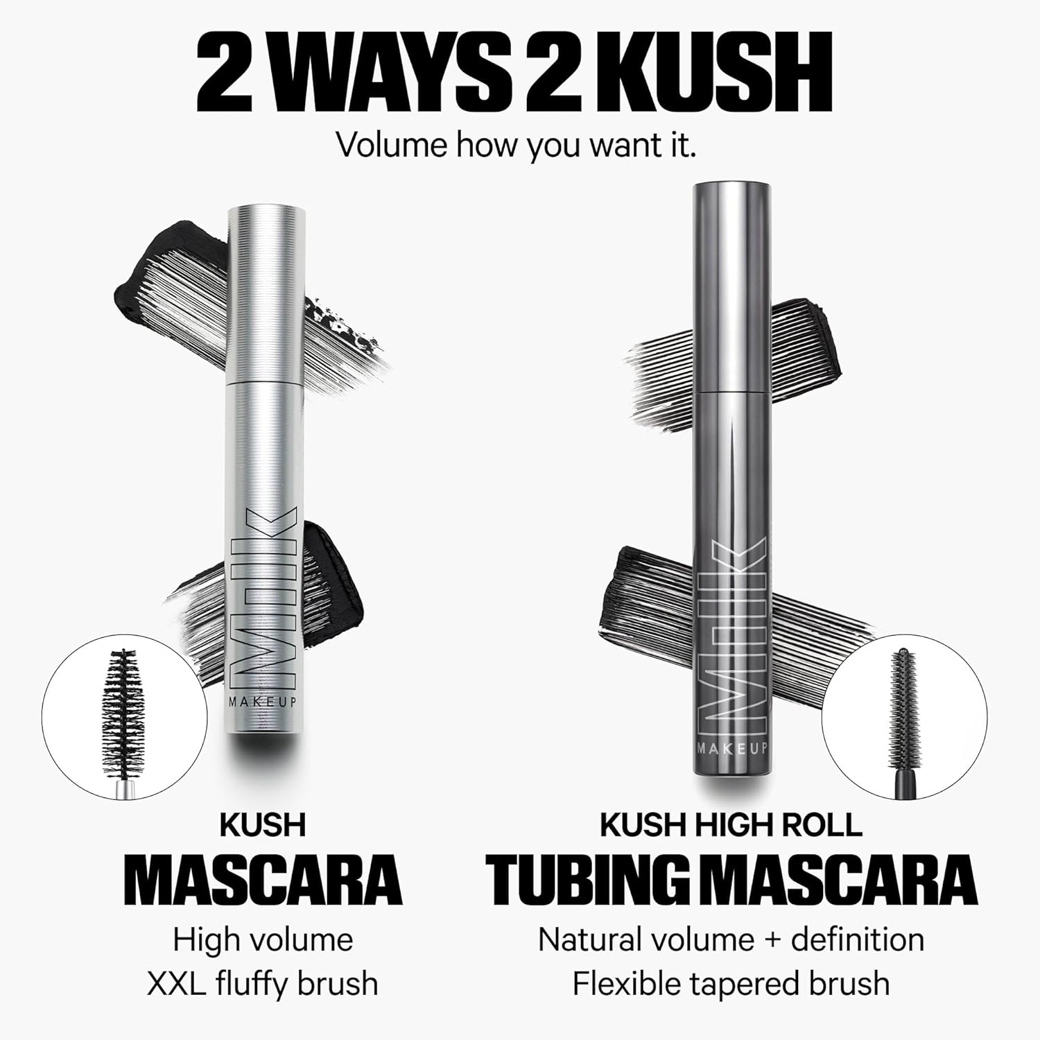 Milk Makeup KUSH High Roll Tubing Mascara | Máscara de Pestañas Larga Duración hasta 24 hs | Volumen Natural, Definición y Longitud | Resistente al Agua y Sin Grumos – 0.3 oz